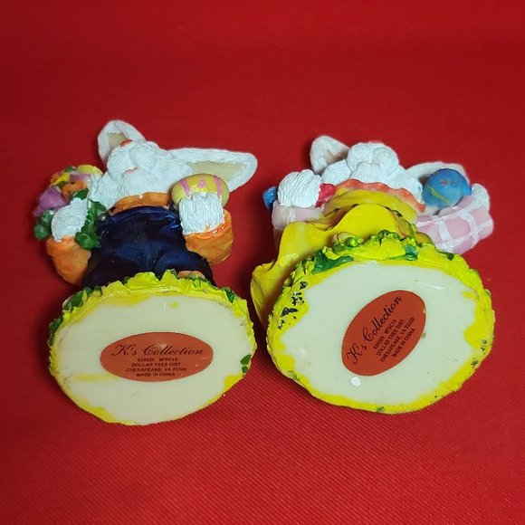 VTG Ks Collection Spring Easter Bunny Rabbit Figurine Home Decor Set of 2 - Picture 4 of 13